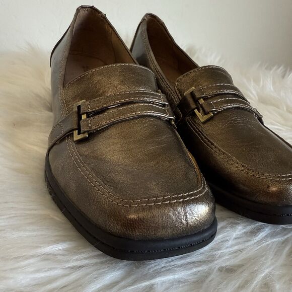 Naturalizer Size 6 Benatar Bronze Metallic Block Heel Loafers Fall Old Money - Picture 6 of 10